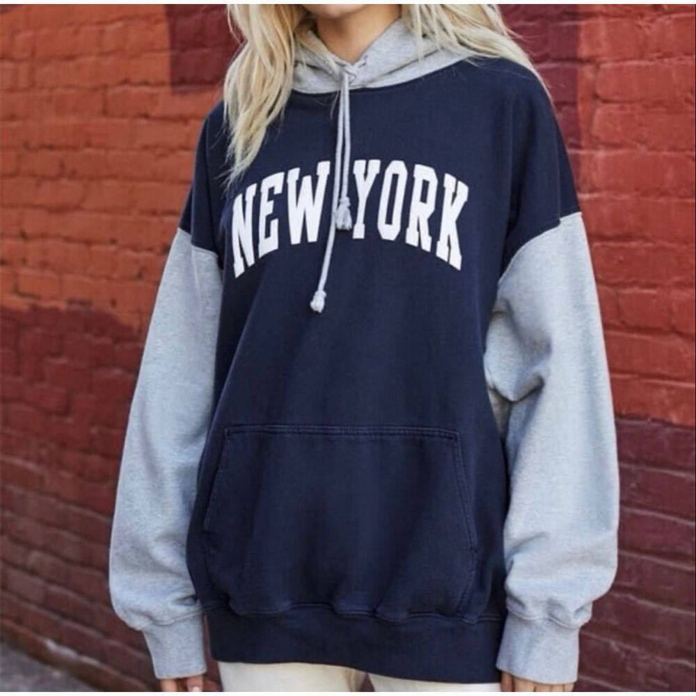 Brandy Melville John Galt Christy New York Graphic Oversized Hoodie Colorblock
